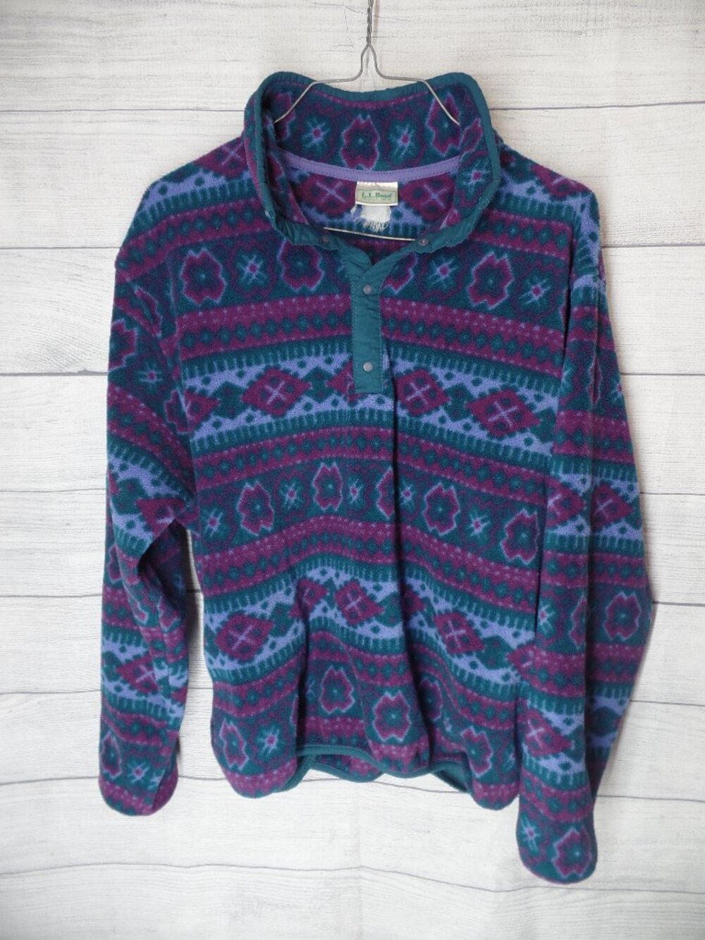 1990s L.L.Bean T-snap fleece pullover SZ M